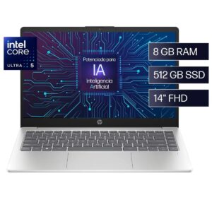 Portatil HP 14-ep1001la Core Ultra 5 125H – 14″ FHD – 8GB DDR5 – 512GB SSD – W11 Home – Plateado